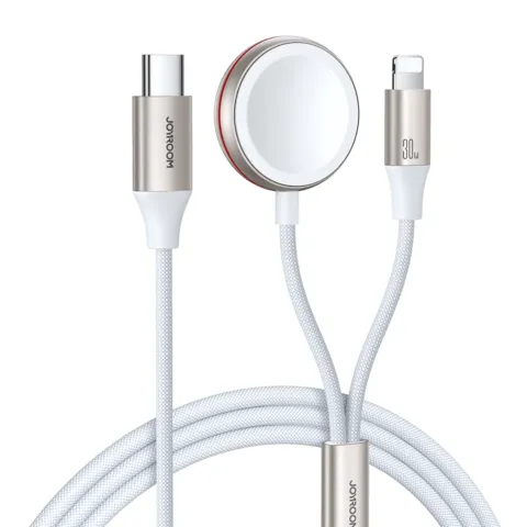 2w1 Kabel Lightning do iPhone i ładowarka indukcyjna do Apple Watch USB-C 1.5m biały