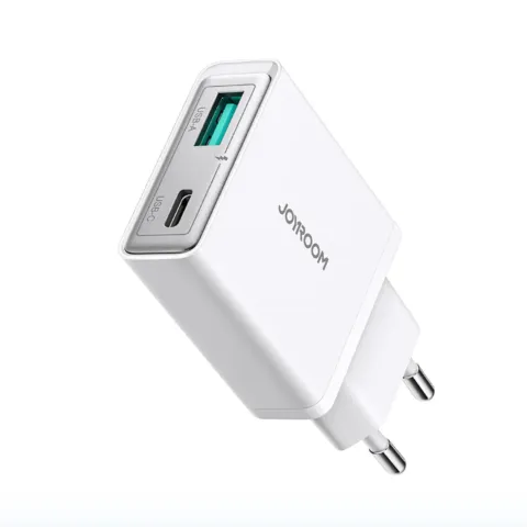Mała i supercienka ładowarka sieciowa 20W USB-A USB-C - biała