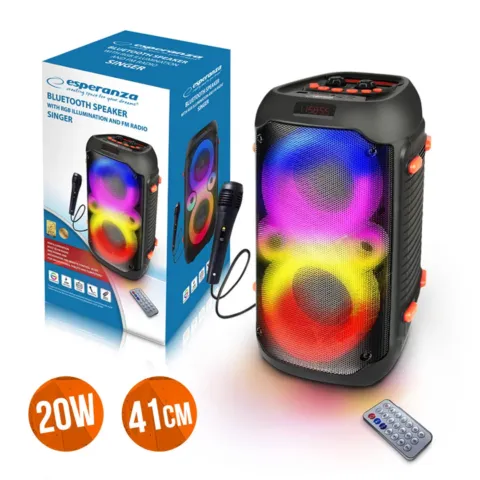 Głośnik Bluetooth Esperanza FM LED RGB Karaoke Singer 41cm